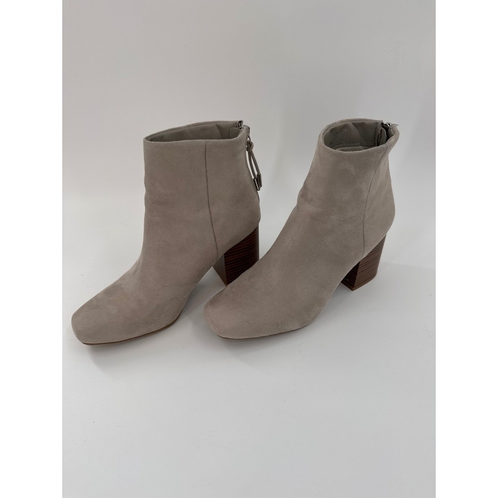 Journee‎ Collection Tan Suede Square Toe Block Heel Zipper Ankle Boots Size 7.5